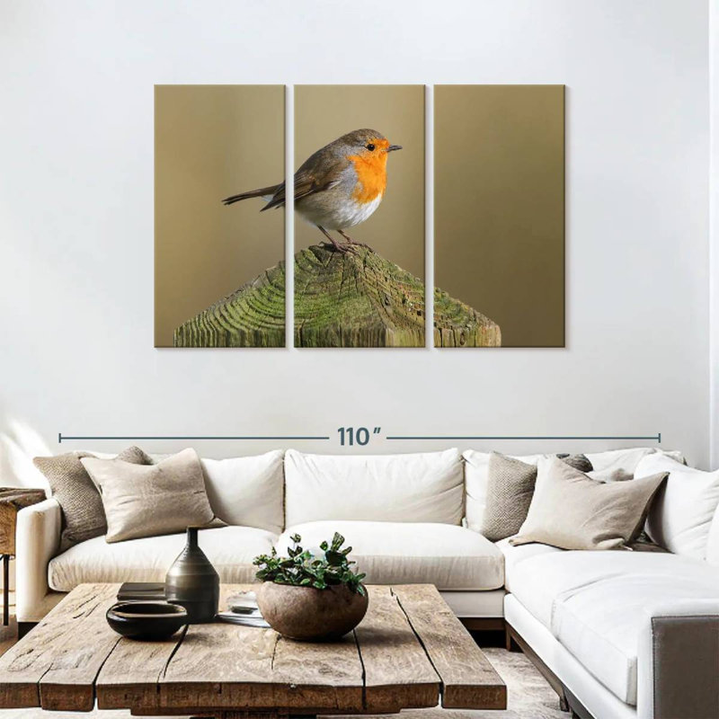 Brampt Bird Standing On Wood Post, 48" H x 74" W