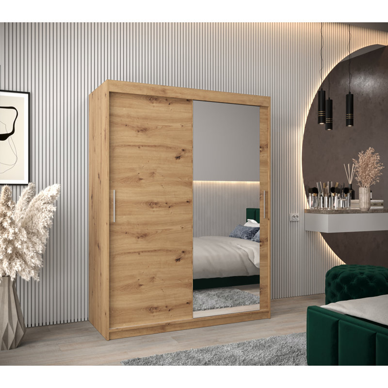 Armoney 2 Door Manufactured Wood Wardrobe, Artisan Oak
