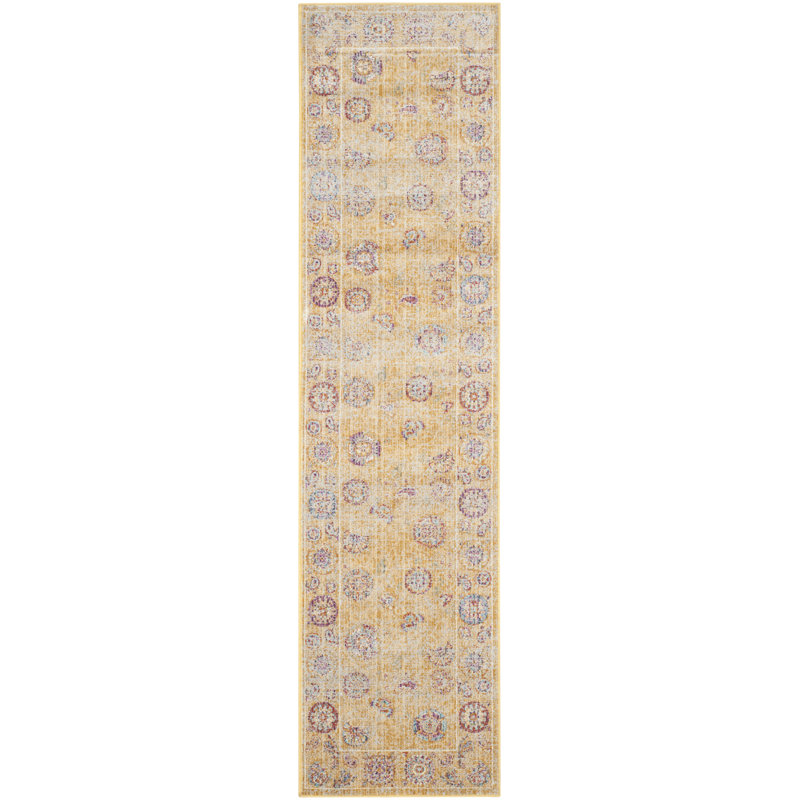 Marblehead Viscose Oriental Rug in Gold, Runner 2'2" x 8'