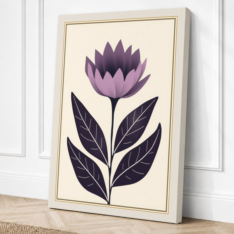 Purple Crown Botanical - Wrapped Canvas, 36x24 - 91.4 x 61.0 cm, Cream Border