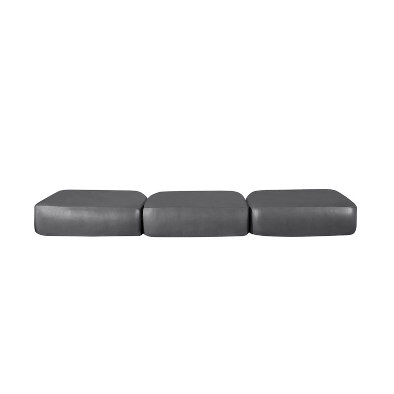 Housse pour canapé à coussins carrés/rectangulaires, Cuir véritable noir
