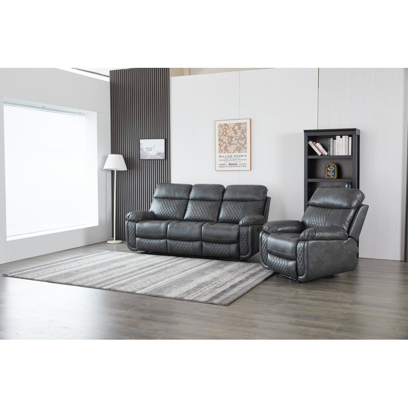 Ensemble de salon inclinable 2 pièces Billington, Gris