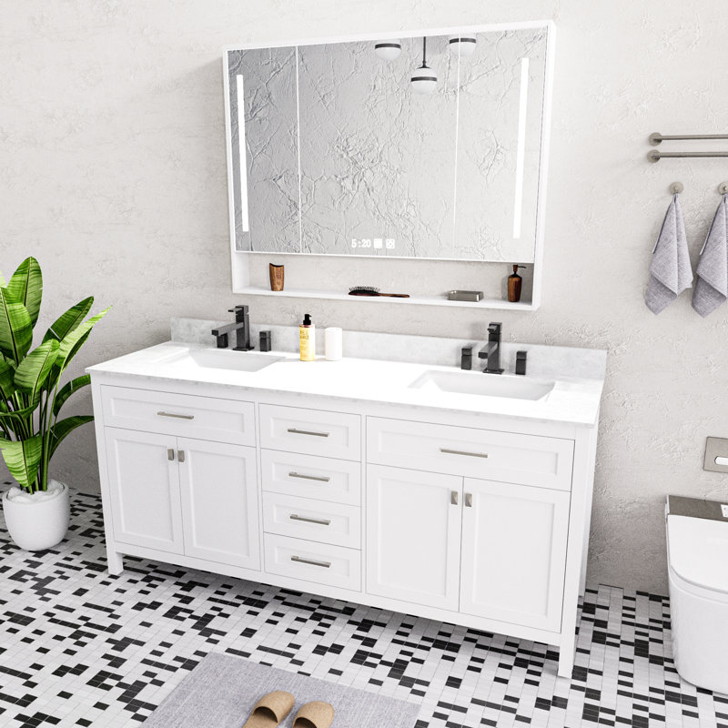 Élégante coiffeuse blanche avec lavabo