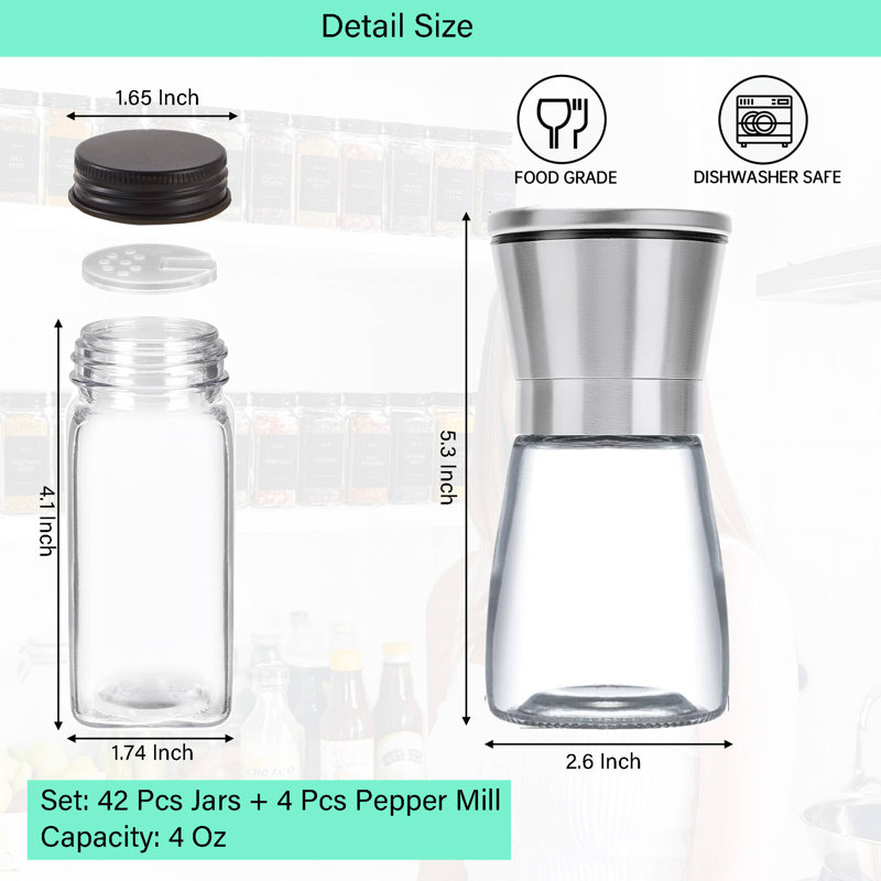 24PCS Spice Jars and 2PCS Pepper Grinder