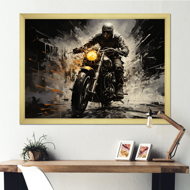 Impressionniste à vélo III sur toile, H 34 po x l 44 po x P 1,5 po, Cadre doré simple