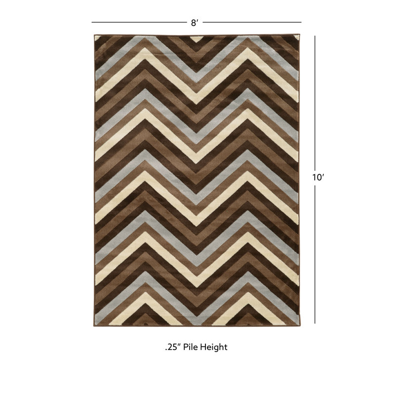 Tapis chocolat / beige Jalise, Rectangulaire 8 pi x 10 pi