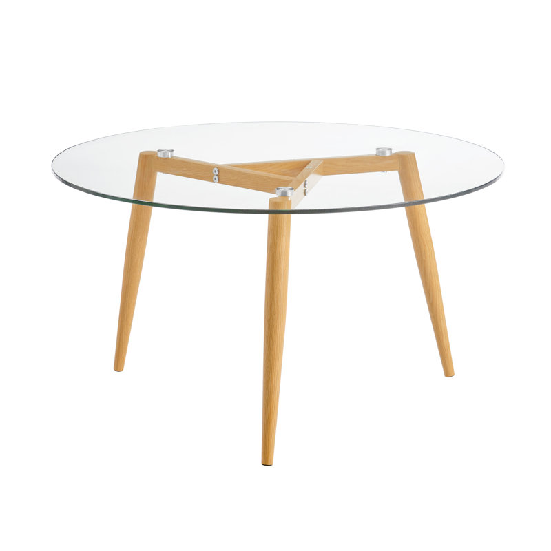 Joilyn Glass Top Single Coffee Table, Beech