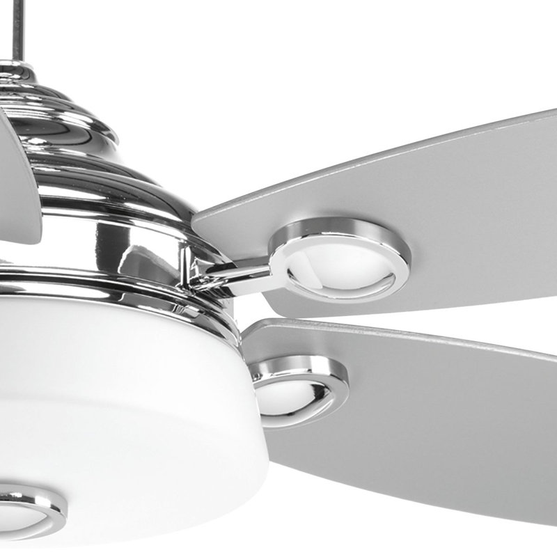 54'' Ceiling Fan with LED Lights, Polished Chrome with Silver/Toasted Oak Blades