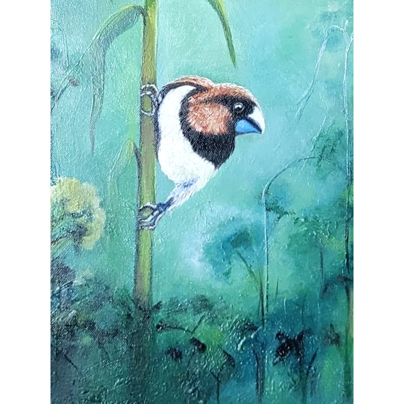 Oiseaux dans un champ de canne à sucre | Huile sur toile | Par Alka Sengar