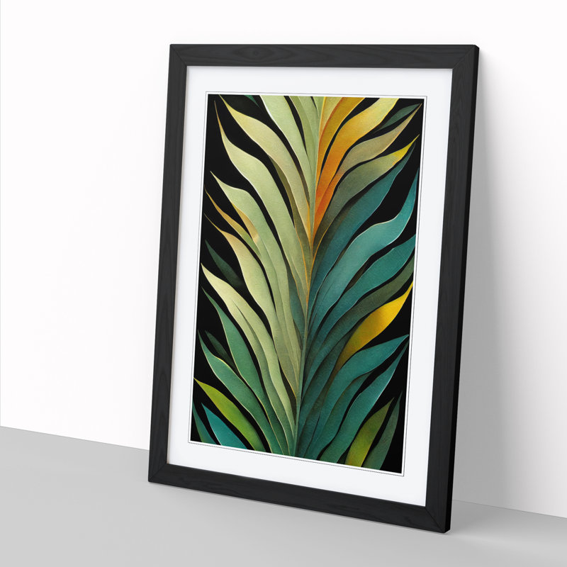 Abrom Fern Leaf Classic Art Vol.4 - Picture Frame Print, 64cm H x 46cm W x 2cm D, Walnut