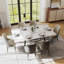Table de salle à manger extensible de 71 à 94,5 po pour 6 à 10 personnes, table moderne en pierre frittée blanc brillant, quatre pieds classiques