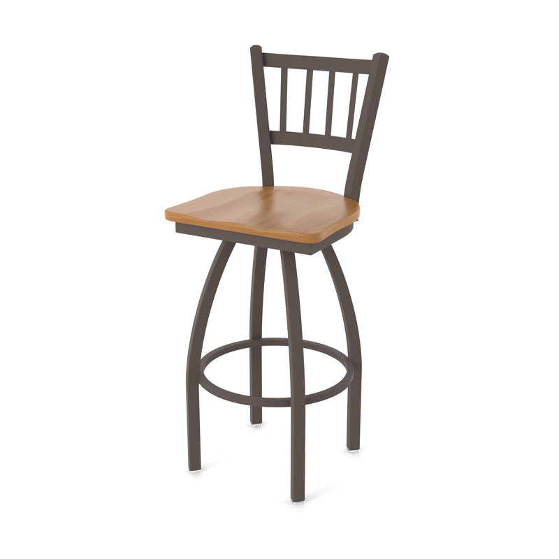 Tabouret de bar rotatif 25 po Nicolai, Bronze, Bois - Érable moyen, Tabouret de bar (siège d’une hauteur de 30 po)