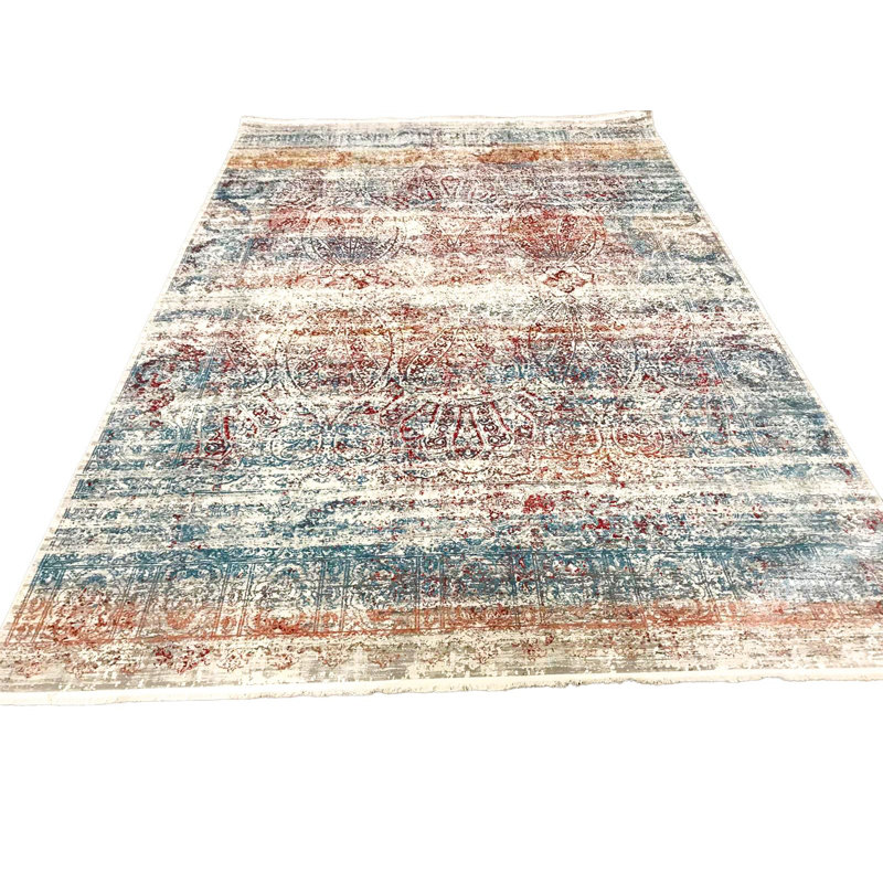 Tapis turc rouge et bleu 7 x 7 x 7 po