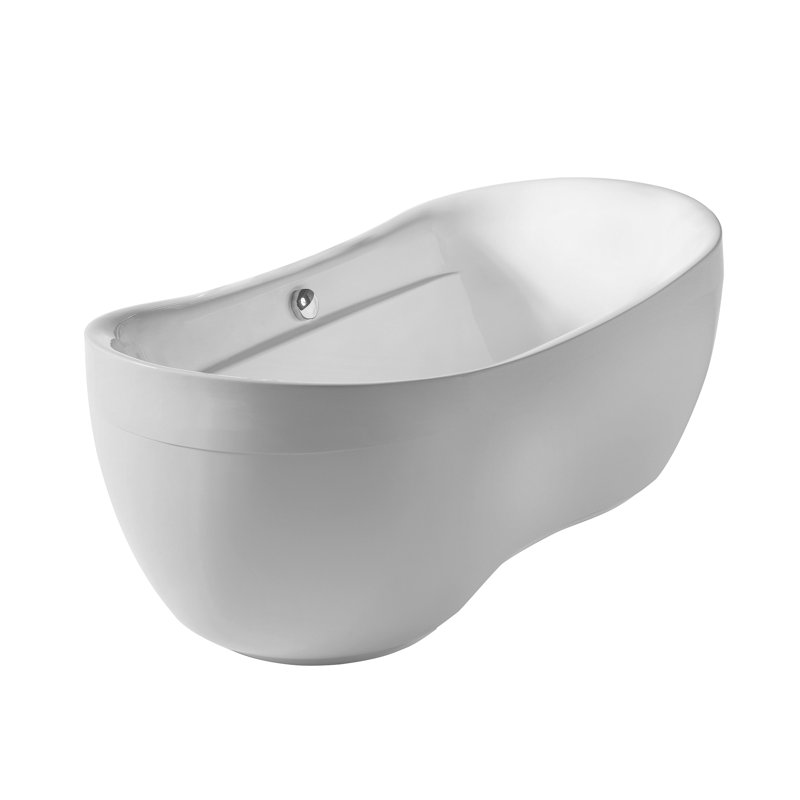 Whitehaus Collection 66" Oval Double Ended Lucite Acrylic Freestanding Bathtub with Curved Rim