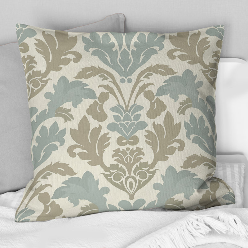 Imprimé damassé gris I - Coussin Country, H 16 po x l 16 po, Carrée
