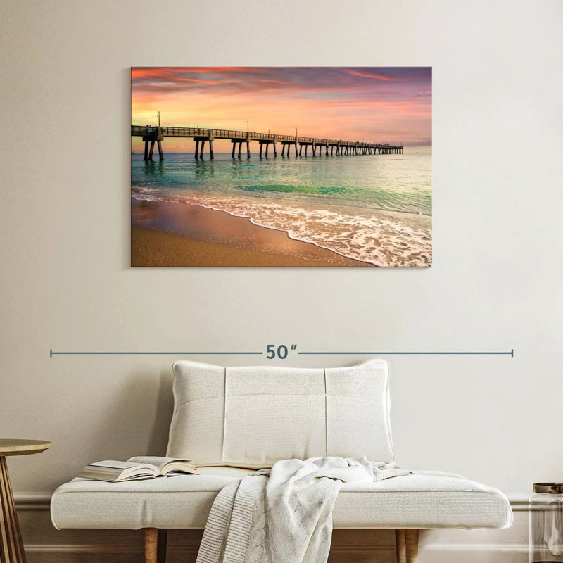 Aletra Beach Pier Sunrise South Florida, H 26 po x l 39 po