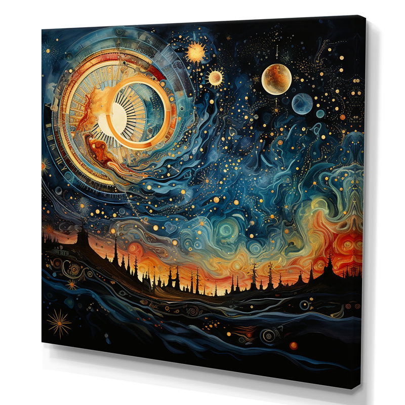 Celestial Astrology Galaxy Collage II - Astrology, art mural, H 36 po x l 36 po x P 1,5 po, Toile tendue
