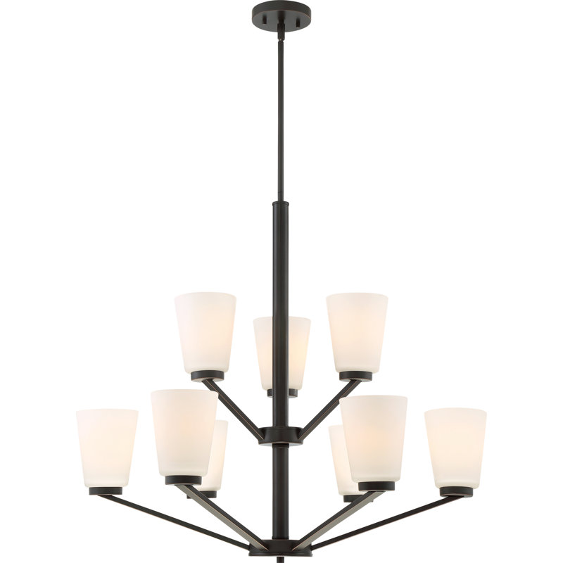 Lustre à niveaux 9 lumières Naccarato, Bronze acajou