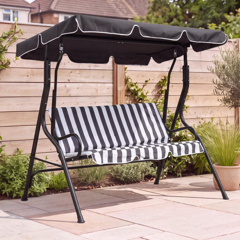 2 Person Porch Swing with Canopy, 154cm H x 173cm W x 112cm D, Grey, Grey
