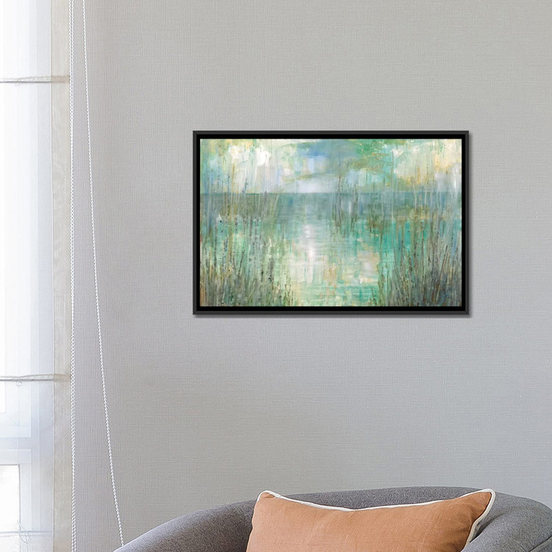 «Morning Reflection», reproduction sur toile, H 18 po x l 26 po x p 1,5 po, Toile avec cadre flottant noir, Pas de tapis