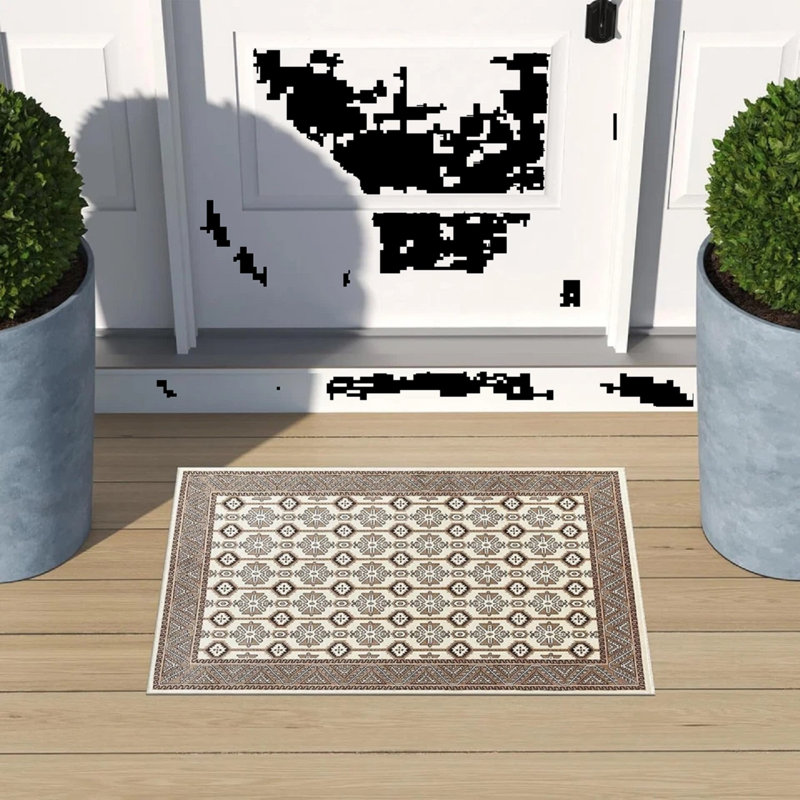 Floral Area Rug, Rectangle 60 x 110 cm 