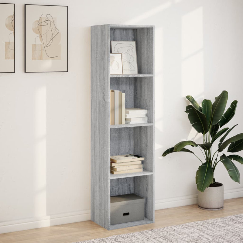 Analuisa Bookcase, Grey Sonoma, (3 Shelves) 152cm H x 40cm W x 30cm D