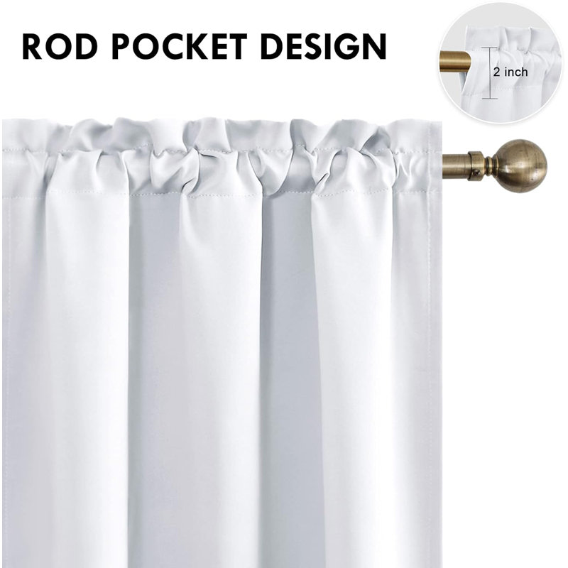 2 Panels 85% Blackout Curtains – Thermal Insulated, Energy Saving & Noise Reducing Bedroom and Living Room Curtains, Set of 2 Rod Pocket Curtain Panels