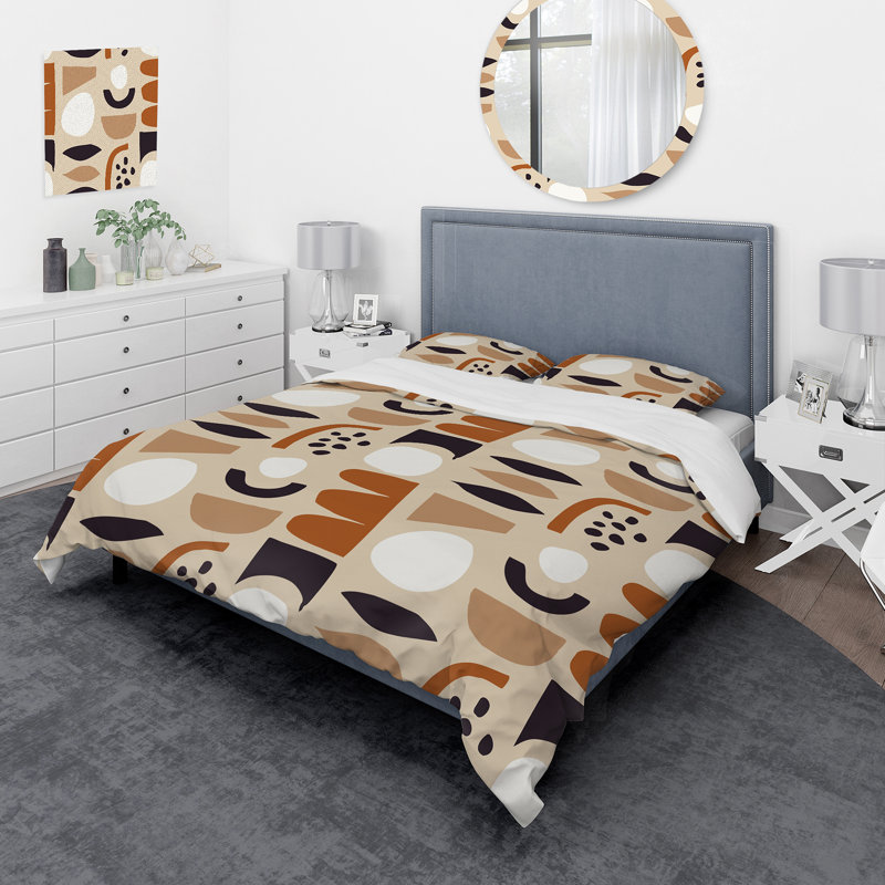 Ensemble de housse de couette en microfibre orange / beige, Housse de couette très grand + 2 très grandes ta