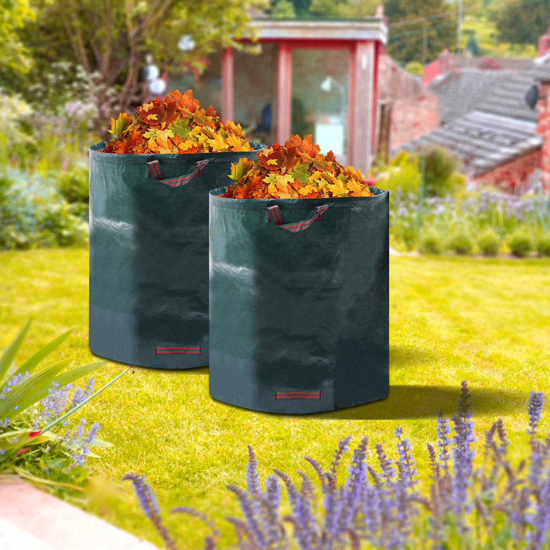 2-Pack Leaf Waste Bags Lawn Garden Bags Reusable Patio Bag Laundry Container Trash Can Green