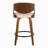 Pino Contemporary Fixed-Height Stool In Walnut Wood And Cream Faux Leather With Round Black Metal Footrest By Lumisource - Set Of 2-114850770