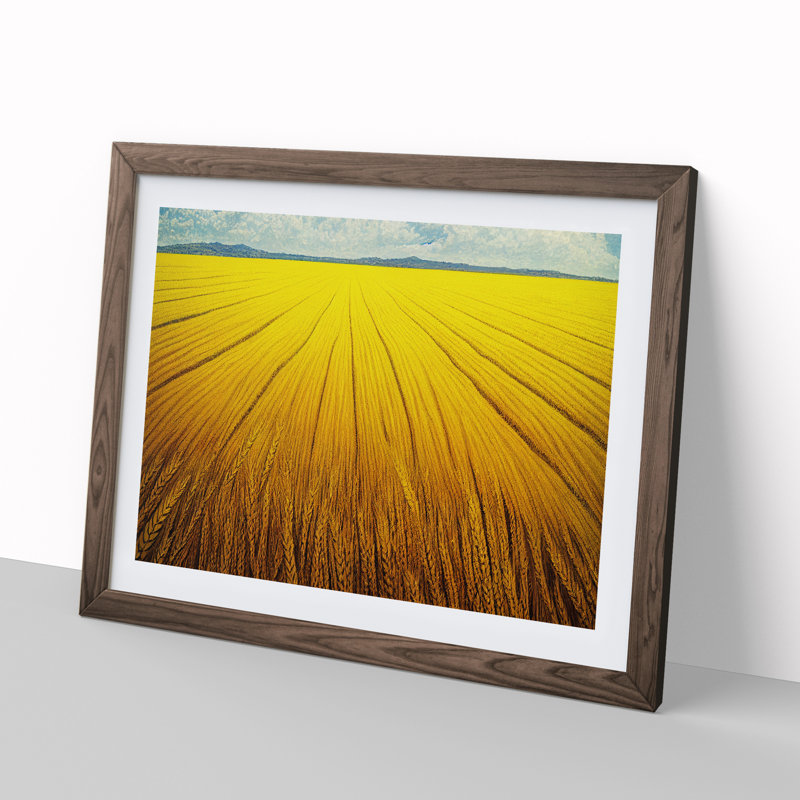 Contemporary Wheat Field - Framed Print, 46cm H x 64cm W x 2cm D, Walnut