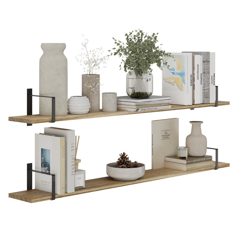 Nocatee 48" Paulownia Rectangle Floating Shelves, 6" H x 48" W x 6.3" D