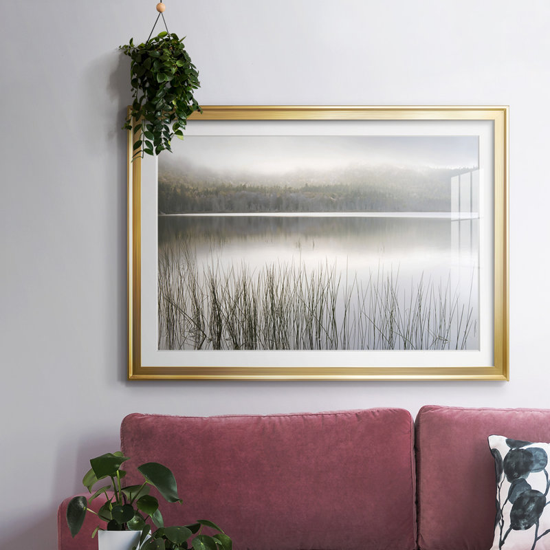 «Lake Fog», impression sur papier, H 30 po x l 44 po x P 1,5 po, Or