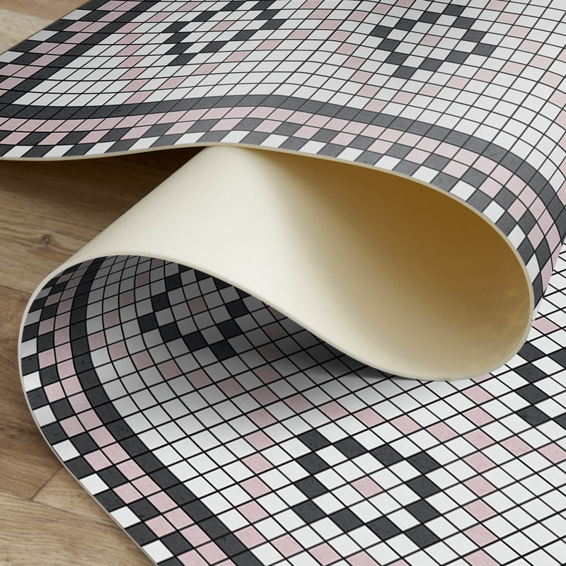 Roma Pink Easy to Clean Vinyl Mat, Rectangle 5' x 7'