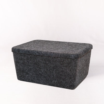 Bac de rangement en feutre sculpté - large avec couvercle