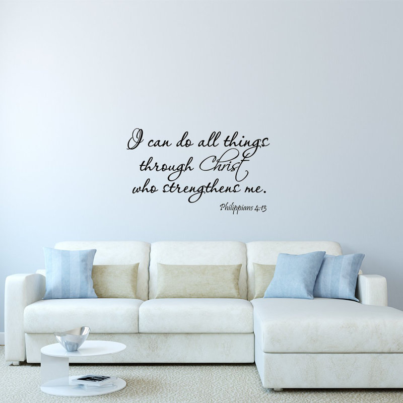 Adhésif mural «I Can Do All Things Through Christ Who Strongens Me», 12 po x 20 po