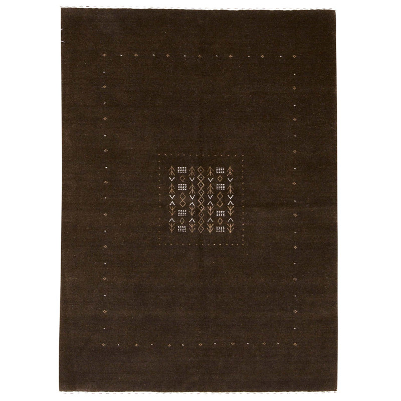 Hand Knotted Wool Area Rug in Brown