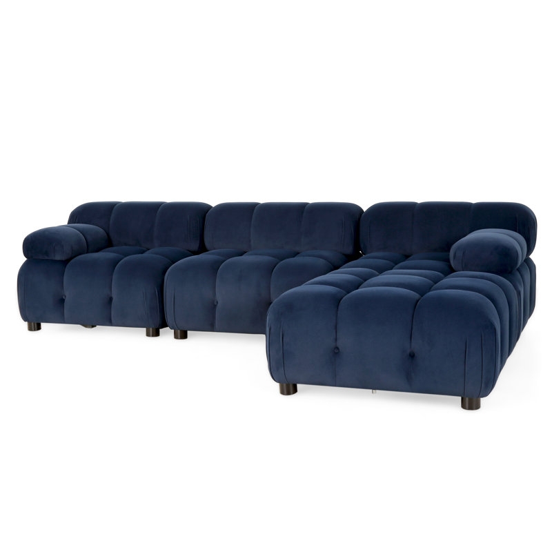 Canapé modulaire 4 pièces rembourré, Bleu foncé