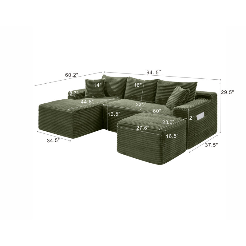 Canapés modulaires confortables Boneless Couch pour le salon, canapé modulaire en U en forme de nuage, canapé modulaire minimaliste avec assise profonde