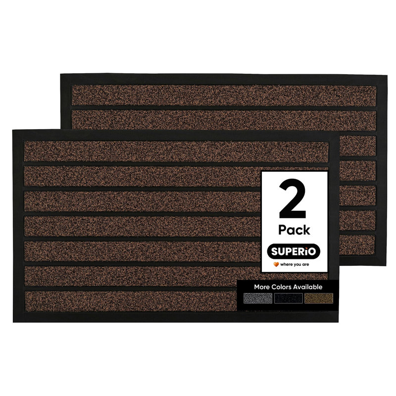  Paillasson antidérapant pour l'entrée, intérieur extérieur, robuste, imperméable, facile à nettoyer, tapis à profil bas pour l'entrée, le garage, le patio, les espaces très passants, 18 po x 30 po (naturel, paquet de 2)