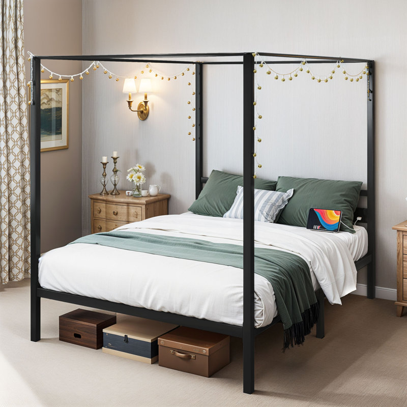 Metal Canopy Platform Bed, Queen