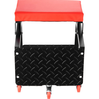 Mechanic Stool 2 - In 1 Rolling Work Seat 300 Lbs Load Step With Wheels Black Carbon Steel 14.6 Product Width 16.9 Depth 17.29 Lb Weight 17.15 Height
