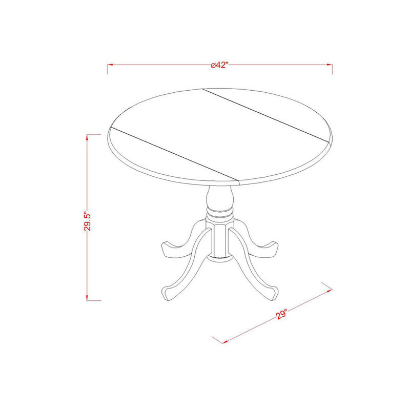 3 Piece Dinette Set for Small Spaces Contains a Round Dining Table with Dropleaf and 2 Dining Chairs, Linen White