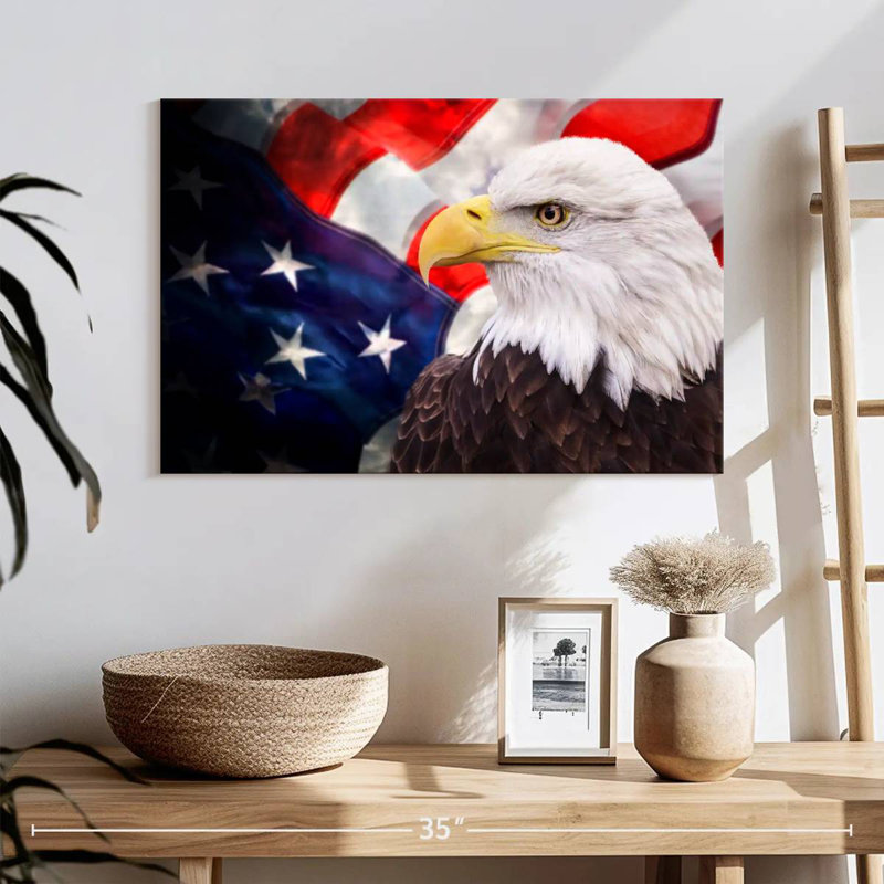Drapeau des États-Unis et aigle américain, H 32 po x l 48 po
