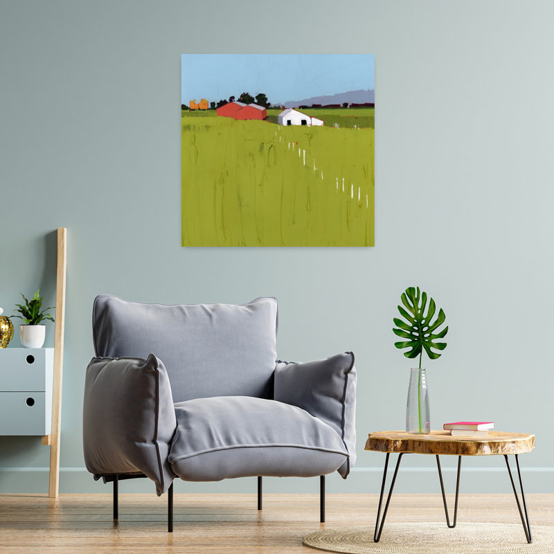 Fenceline, art abstrait contemporain au printemps, H 24 po x l 24 po