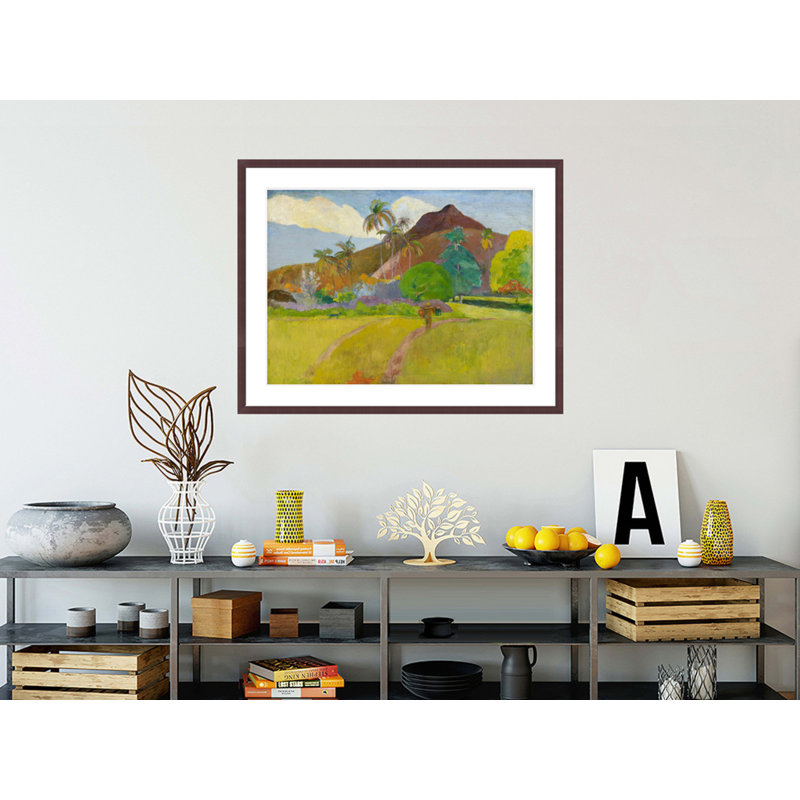 «Tahitian Landscape» par Paul Gauguin - Estampe numérique encadrée, H 32,36 po x l 41,5 po