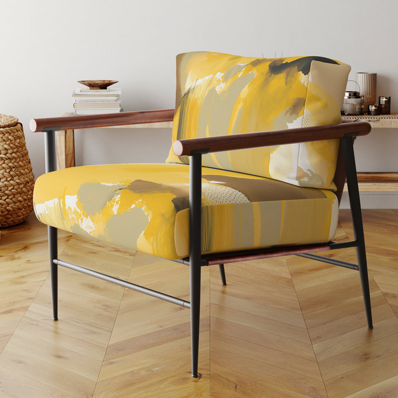 Fauteuil d'appoint rembourré Mustard Yellow Retro I, Noir