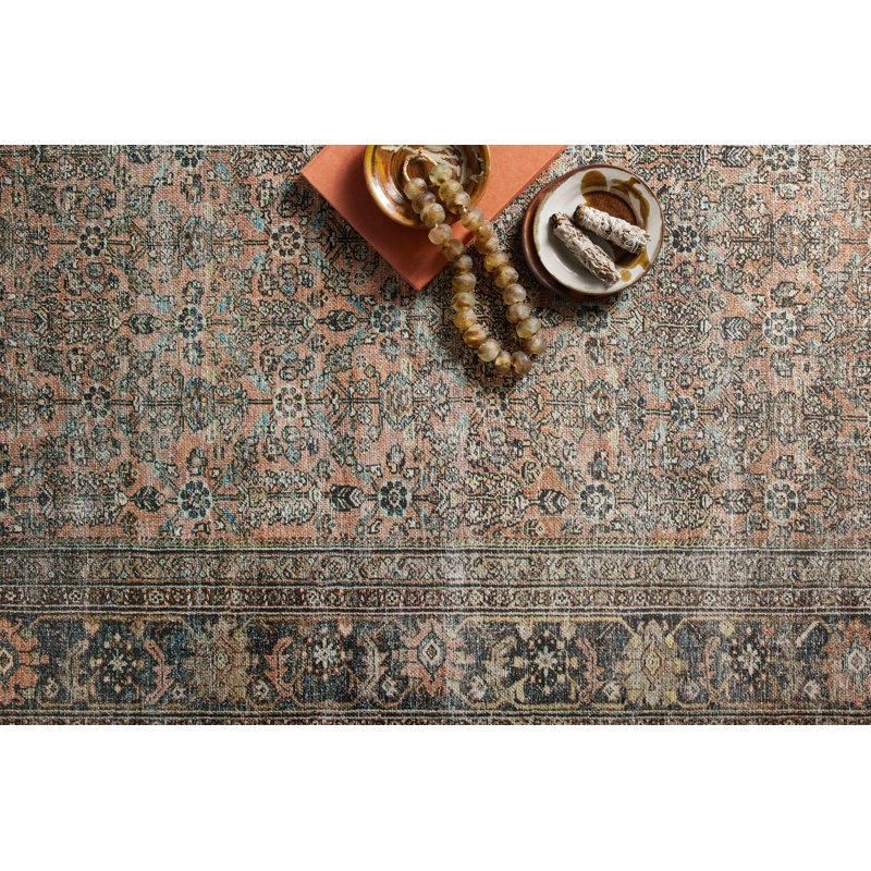 Adrian Terracotta and Multi-Color Stain-Resistant Polyester Rug