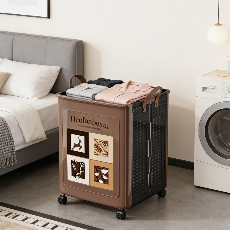 Foldable Laundry Hamper With Wheels For Home Use, Large Collapsible Storage Basket For Clothes, Toys, And Bathroom Organization