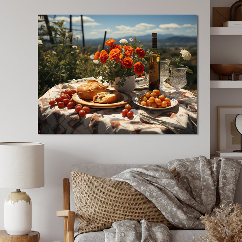 «Joyful Gathering Picnics for Two», reproduction sur toile, Toile tendue, H 16 po x l 32 po x P 1 po